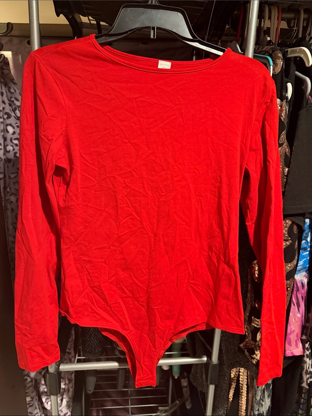 Women’s Long-Sleeve Red Bodysuit